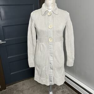 Boden Womens Snap Front Long Cardigan w/Oversized Decorative Buttons Gray Size 6